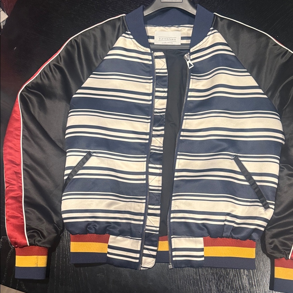 Eleven Paris Multicolor Striped Bomber Jacket - Picture 1 of 5